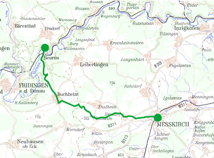 4. Etappe: Beuron – Meßkirch 18,3 km