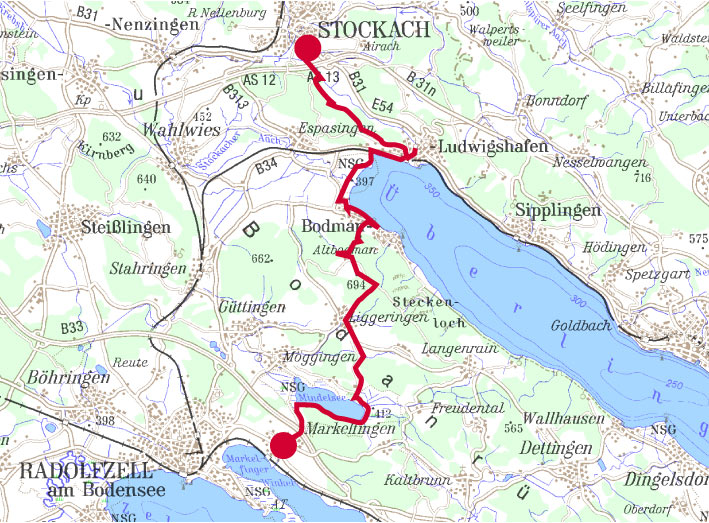 2. Etappe: Stockach – Markelfingen 25,5 km