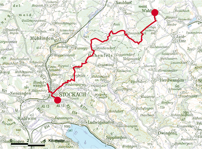 1. Etappe: Kloster Wald - Stockach 23,6 km