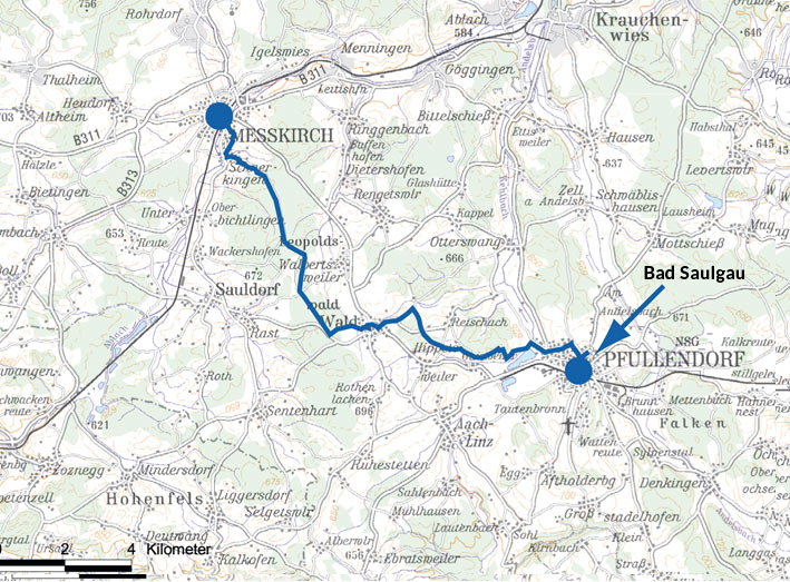 1. Etappe: Meßkirch-Pfullendorf 19,4 km